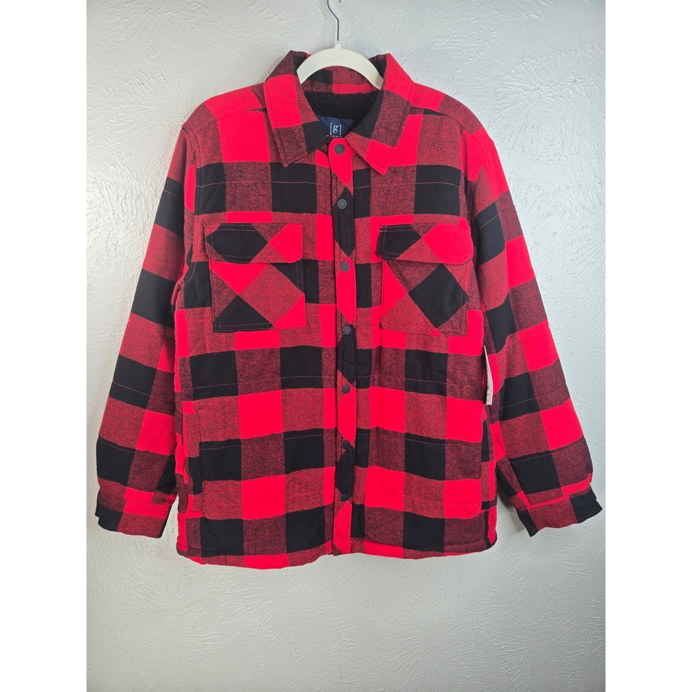 Buffalo Plaid Sherpa Lined Shirt Jacket Men Red Black Lumberjack Flannel Shacket